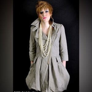 Miss Selfridge Khaki Pleated Safari Jacket with Zipper